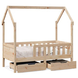 Giroletto per Bambini con Cassetti 80x170cm Legno Massello Pino