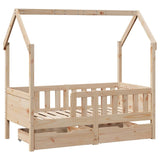 Giroletto per Bambini con Cassetti 80x170cm Legno Massello Pino