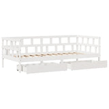 Dormeuse con Cassetti Bianco 90x200 cm Legno Massello di Pino