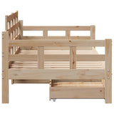 Dormeuse con Cassetti 90x200 cm Legno Massello Pino
