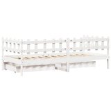 Dormeuse con Cassetti Bianco 90x190 cm Legno Massello di Pino