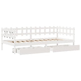 Dormeuse con Cassetti Bianco 90x190 cm Legno Massello di Pino