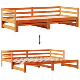 Dormeuse Letto Estraibile e Cassetti Marrone Cera 90x190cm Pino