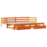 Dormeuse Letto Estraibile e Cassetti Marrone Cera 90x190cm Pino