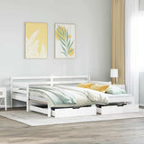 Letto Estraibile con Cassetti senza Materasso Bianco 90x200 cm
