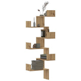 Scaffale Angolare Muro Rovere Artigianale 45x45x147 cm Legno