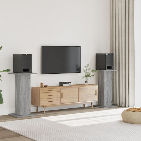 Supporti Altoparlanti 2 pz Grigio 30x30x80 cm in truciolato