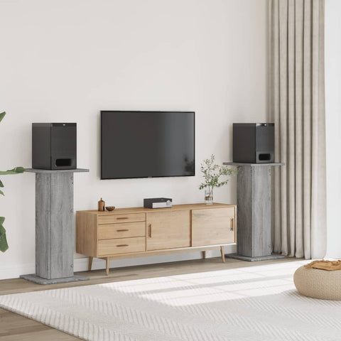 Supporti Altoparlanti 2 pz Grigio 30x30x95 cm in truciolato