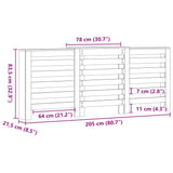 Copertura Termosifone Rovere Artigianale 205x21,5x83,5 cm Legno