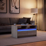 Tavolino da Salotto con Luci LED Rovere Sonoma in Truciolato