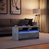 Tavolino da Salotto con Luci LED Grigio Cemento in Truciolato