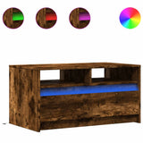 Tavolino da Salotto con Luci LED Rovere Fumo in Truciolato