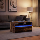 Tavolino da Salotto con Luci LED Rovere Fumo in Truciolato