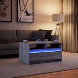 Tavolino da Salotto con Luci LED Grigio Sonoma in Truciolato