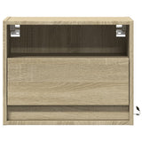 Comodino a Parete con luci LED Rovere Sonoma