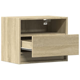 Comodino a Parete con luci LED Rovere Sonoma