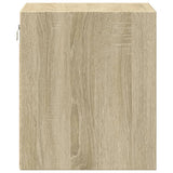 Comodino a Parete con luci LED Rovere Sonoma
