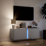 Mobile TV a Parete con Luci LED Bianco 100x31x35 cm
