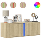 Mobile TV a Parete con Luci LED Rovere Sonoma 100x31x35 cm