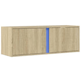 Mobile TV a Parete con Luci LED Rovere Sonoma 100x31x35 cm