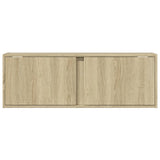 Mobile TV a Parete con Luci LED Rovere Sonoma 100x31x35 cm