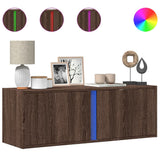 Mobile TV a Parete con Luci LED Rovere Marrone 100x31x35 cm