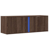 Mobile TV a Parete con Luci LED Rovere Marrone 100x31x35 cm