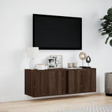 Mobile TV a Parete con Luci LED Rovere Marrone 100x31x35 cm