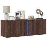 Mobile TV a Parete con Luci LED Rovere Marrone 100x31x35 cm
