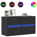 Mobili TV a Parete con Luci LED 2pz Neri 41x31x45 cm