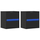 Mobili TV a Parete con Luci LED 2pz Neri 41x31x45 cm