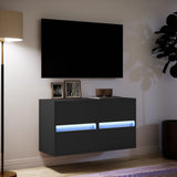 Mobili TV a Parete con Luci LED 2pz Neri 41x31x45 cm