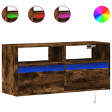 Mobile TV a Parete con Luci LED Rovere Fumo 100x31x45 cm