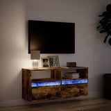 Mobile TV a Parete con Luci LED Rovere Fumo 100x31x45 cm
