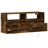 Mobile TV a Parete con Luci LED Rovere Fumo 100x31x45 cm