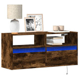 Mobile TV a Parete con Luci LED Rovere Fumo 100x31x45 cm