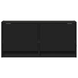 Mobile TV a Parete con Luci LED Nero 80x31x35 cm