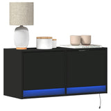 Mobile TV a Parete con Luci LED Nero 80x31x35 cm