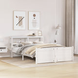 Giroletto con Testiera Bianco 135x190 cm Legno Massello di Pino