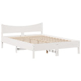 Giroletto con Testiera Bianco 160x200 cm Legno Massello di Pino