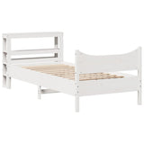 Giroletto con Testiera Bianco 90x200 cm Legno Massello di Pino