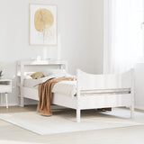 Giroletto con Testiera Bianco 90x200 cm Legno Massello di Pino