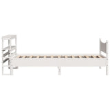 Giroletto con Testiera Bianco 90x200 cm Legno Massello di Pino
