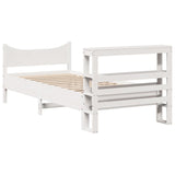 Giroletto con Testiera Bianco 90x200 cm Legno Massello di Pino