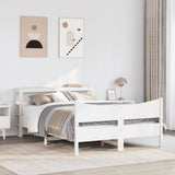 Giroletto con Testiera Bianco 135x190 cm Legno Massello di Pino