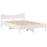 Giroletto con Testiera Bianco 135x190 cm Legno Massello di Pino