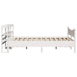 Giroletto con Testiera Bianco 135x190 cm Legno Massello di Pino