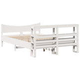 Giroletto con Testiera Bianco 135x190 cm Legno Massello di Pino