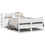 Giroletto con Testiera Bianco 135x190 cm Legno Massello di Pino