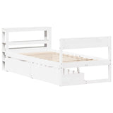 Letto senza Materasso Bianco 75x190 in Legno Massello di Pino